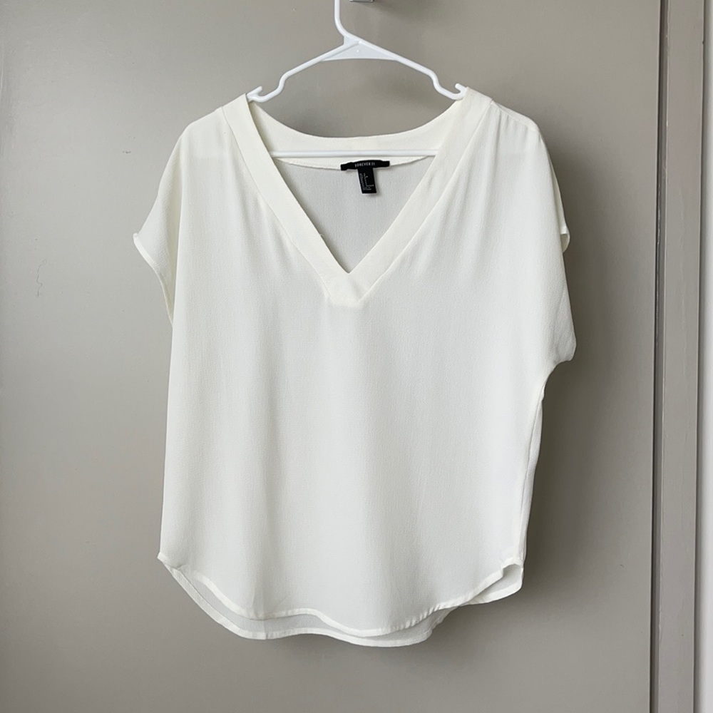 White VNeck Blouse